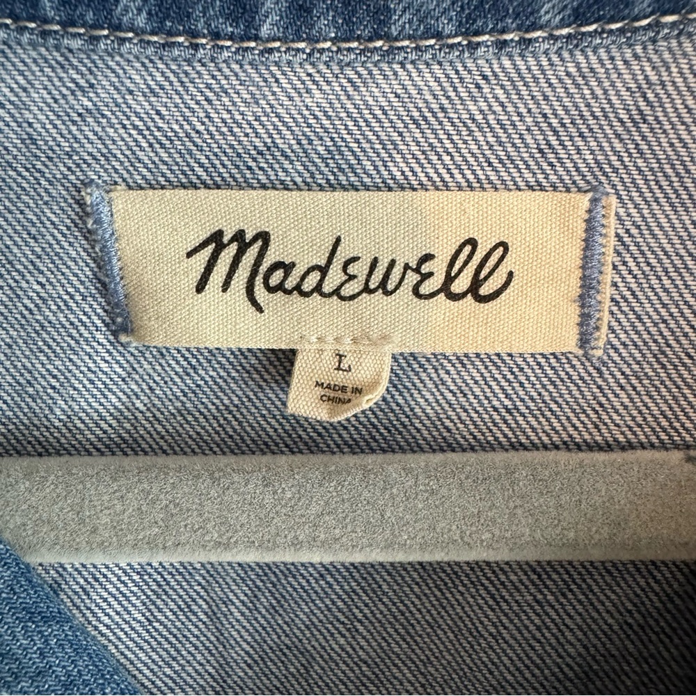 Madewell Denim Long Sleeve 100% Cotton Rushland Wash Romper Sz L - Picture 4 of 6